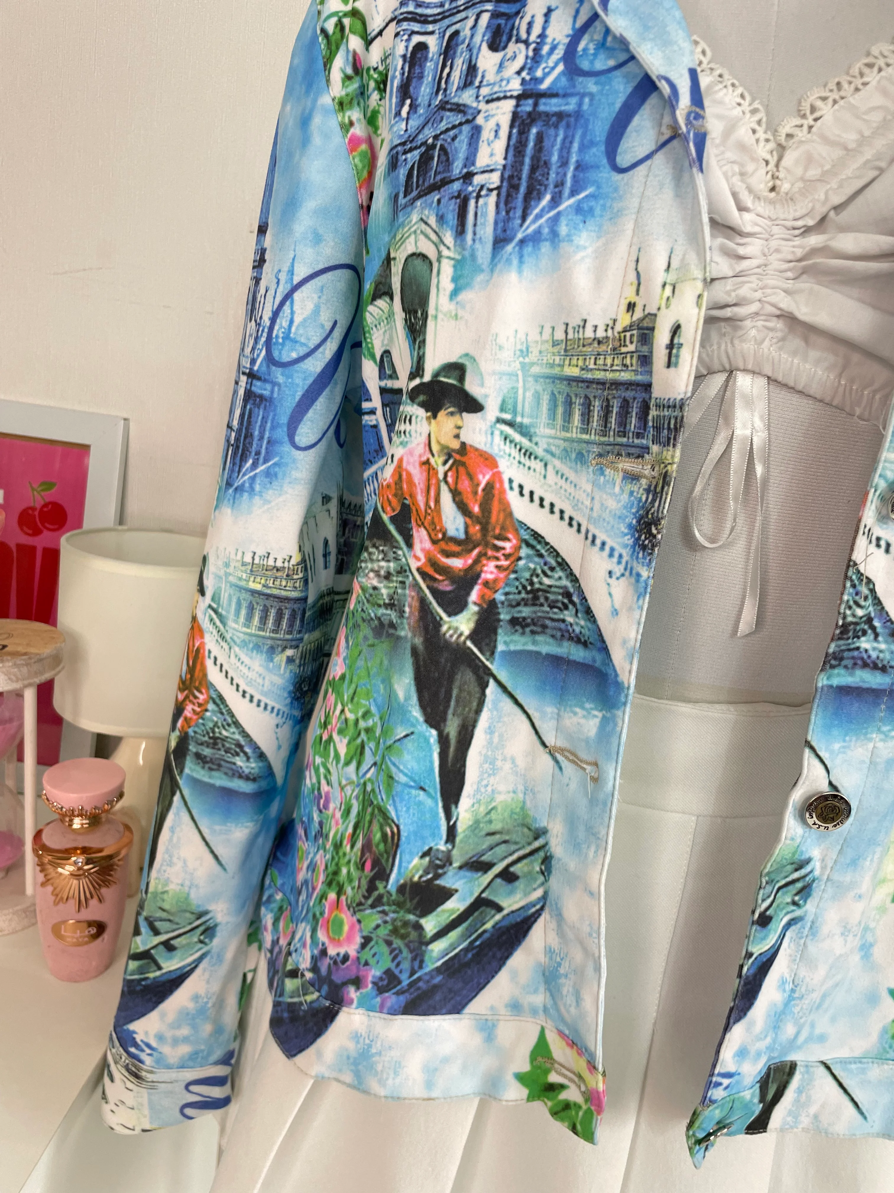 IMPULSE SKY BLUE PRINTED SOFT BLAZER - BUST 42 - Image 3